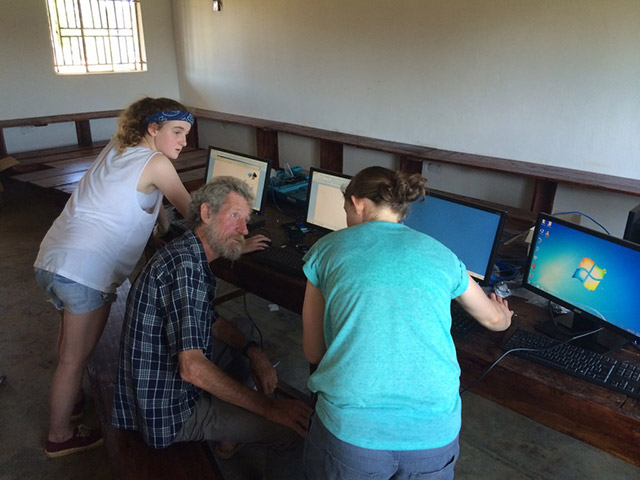 Setting up the IT room with the computers donated by the Jasani Foundation